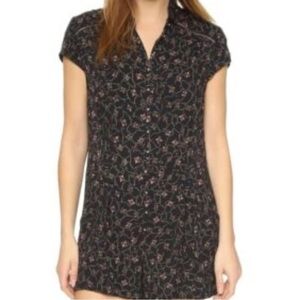 Free‎ People Debby Dot Romper Black Floral Button Viscose Collar Small